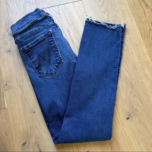 MOTHER The Rascal Ankle Snippet Fray Jeans Size 27 Blue Good Used Condition GUC